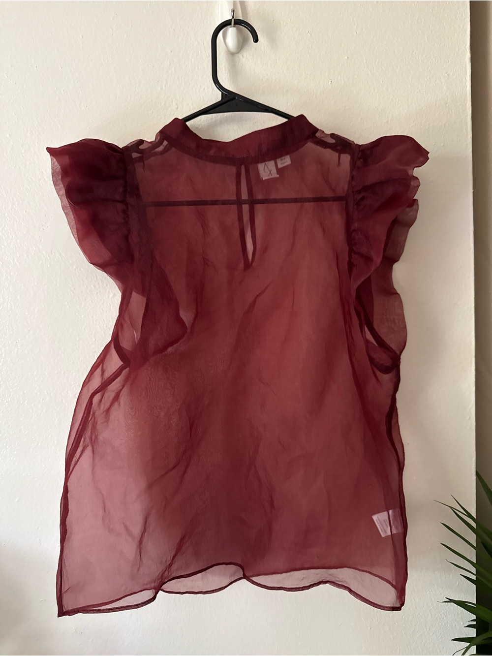 Joie Sheer Ruffle Sleeve Blouse